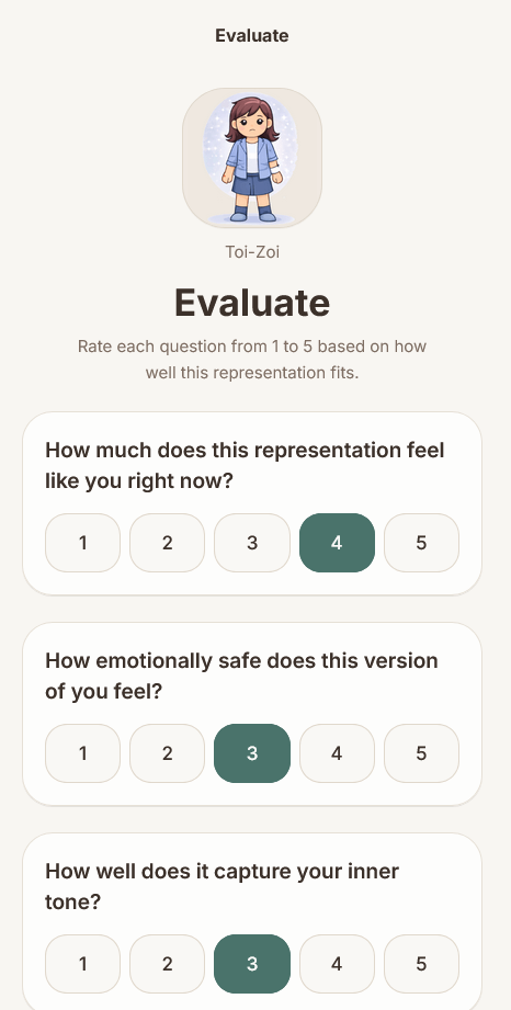 Anchored app evaluate screen